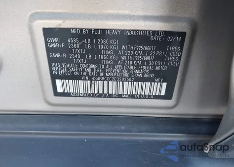 2014 Subaru Outback 2.5I Premium из США, поврежденный, VIN 4S4BRCCC2E3292502